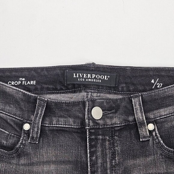 Liverpool Hannah High Rise Crop Flare Jeans Washed Black Women’s Size 4/27 - Picture 4 of 12